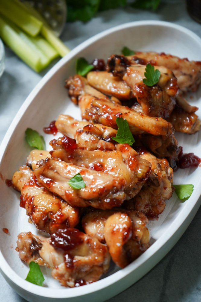 Slow Cooker Hot Pepper Jelly Chicken Wings