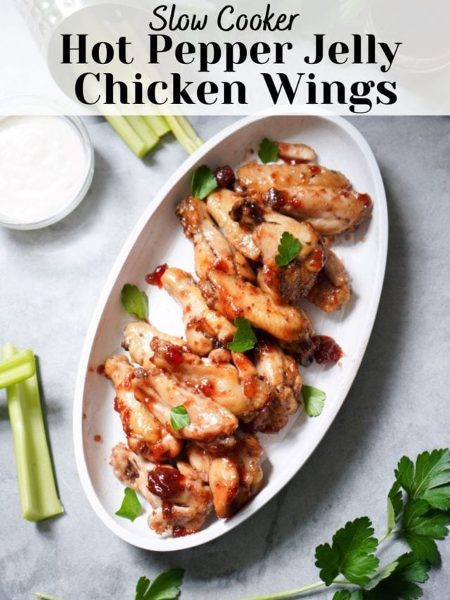 Slow Cooker Hot Pepper Jelly Chicken Wings