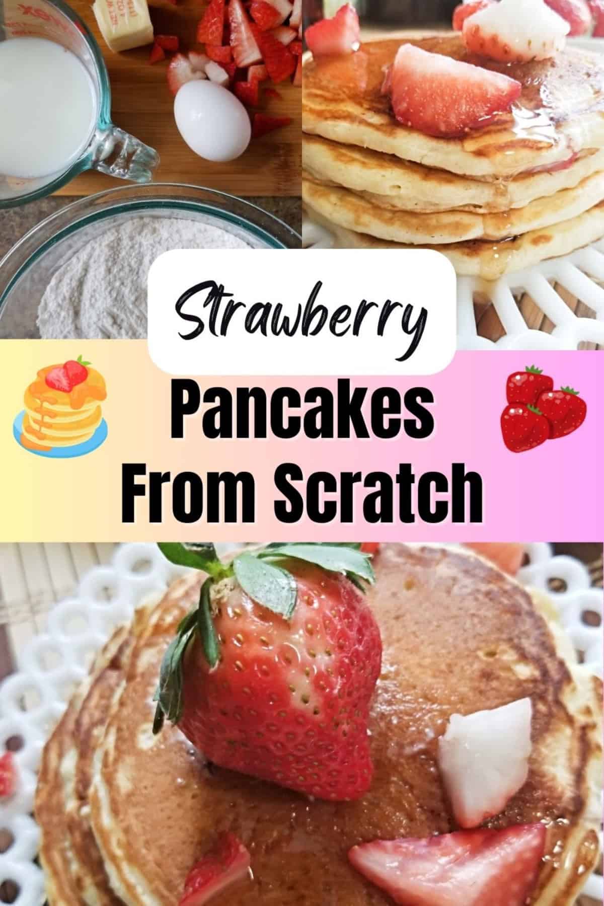 Strawberry Pancake Collage with text