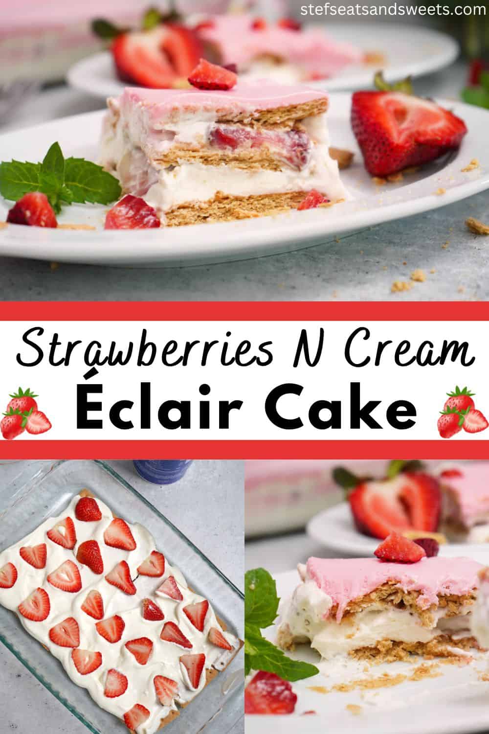 Strawberries n cream eclair cake pin