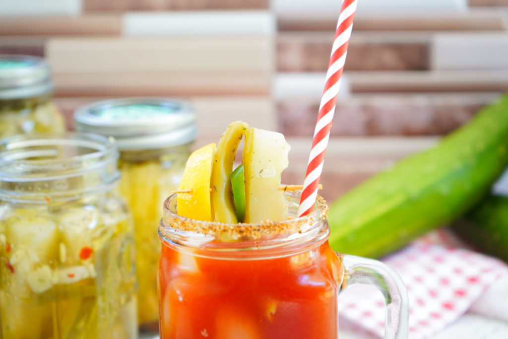 Bloody Mary Pickles in Bloody Mary