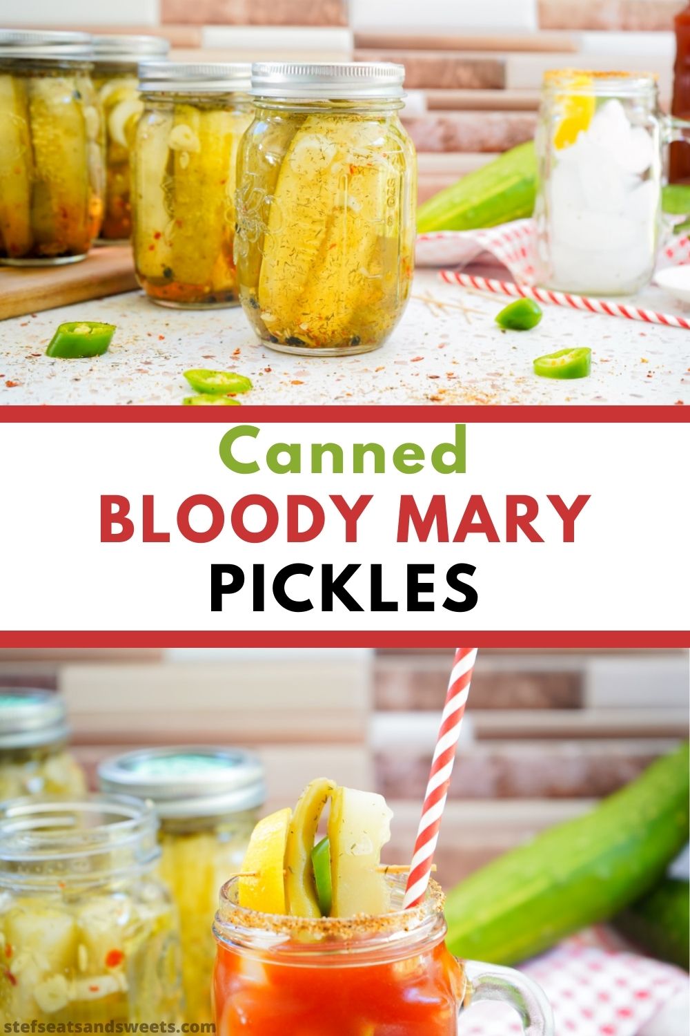 Canned bloody Mary pickles pinterest collage