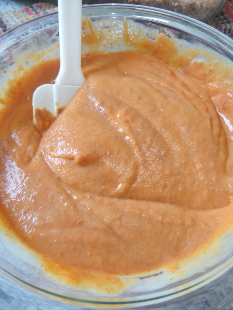 mix in pumpkin and cinnamon to pudding