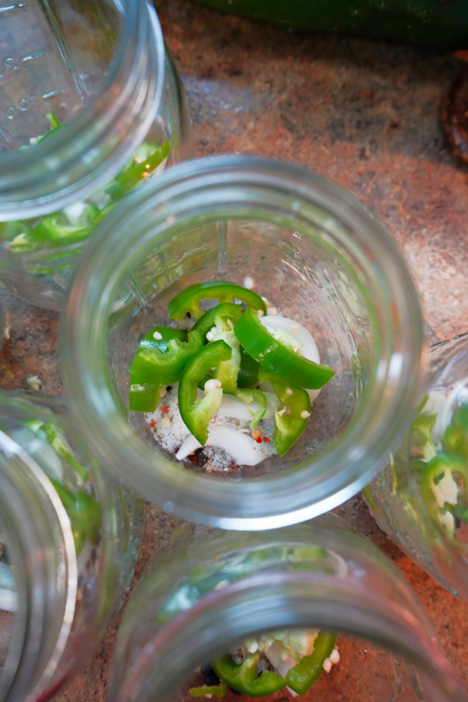 Ingredients in Jars for spicy pickles