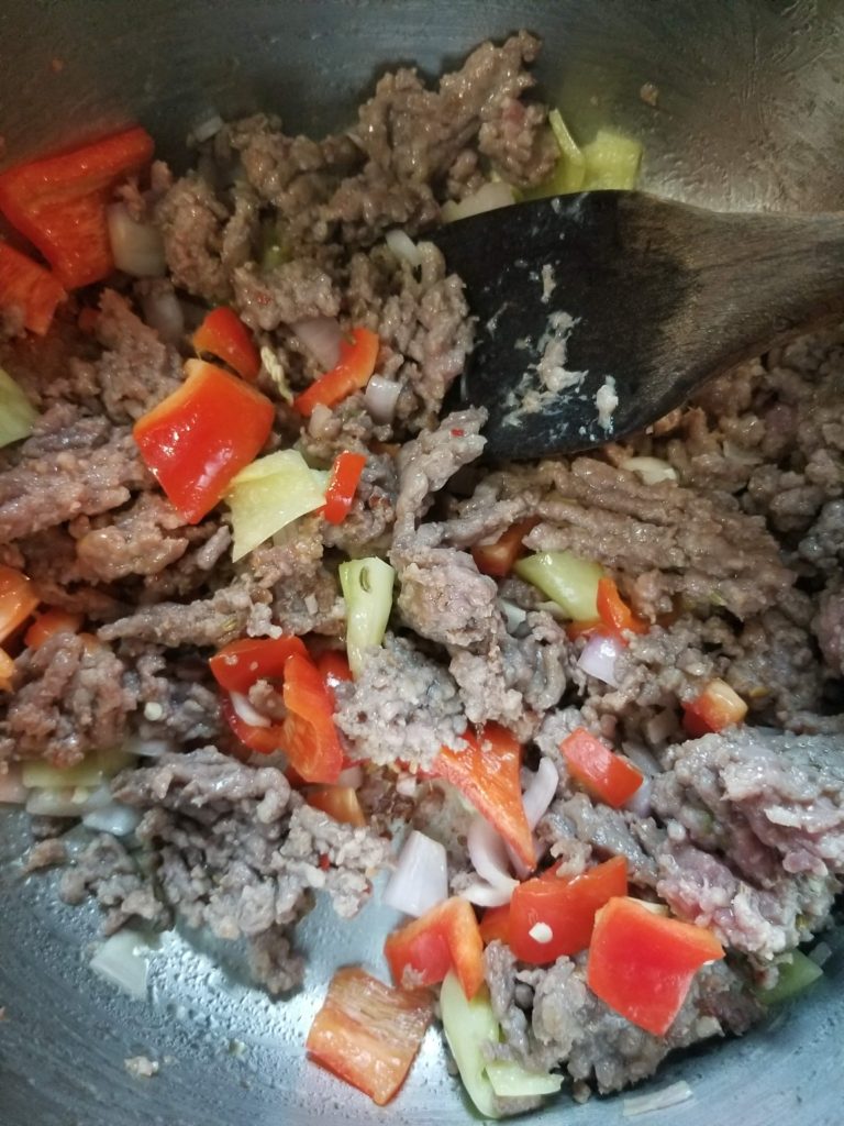 browning Italian sausage in pot