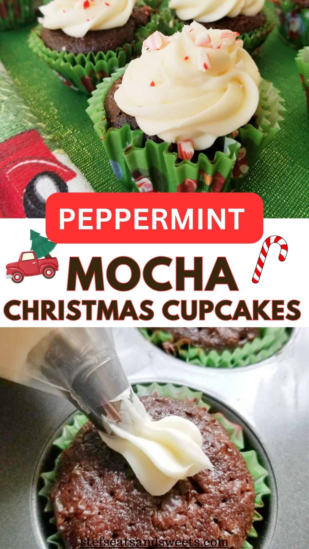 Peppermint Mocha Christmas Cupcakes Pinterest Image 