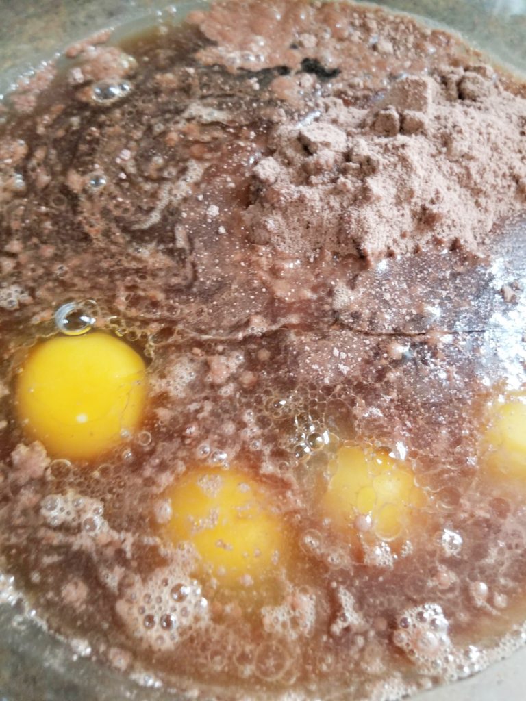 cake box mixed with eggs