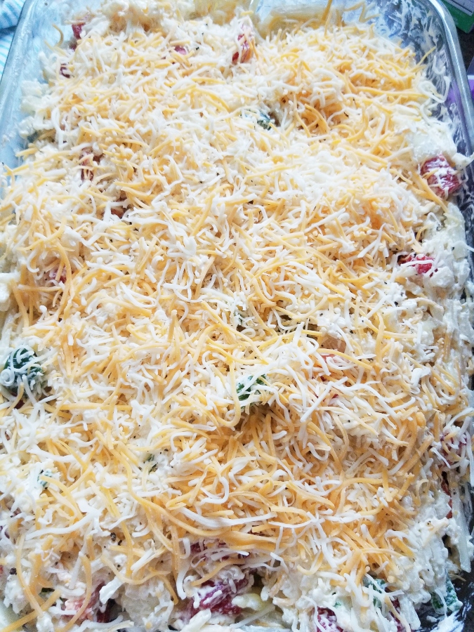 Southwestern Cheesy Potatoes before being baked 