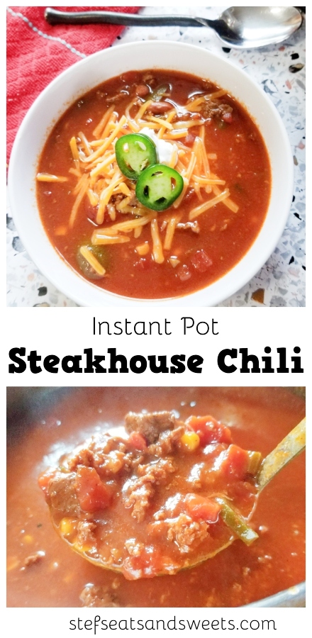 Instant Pot Steakhouse Chili Pinterest Collage 