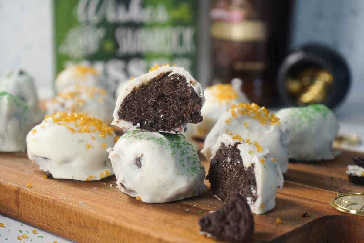 Irish Oreo Truffles stacked