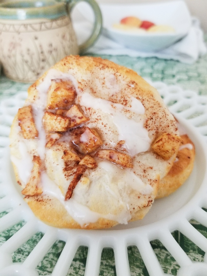 Easy Air Fryer Apple Fritters on white plate 