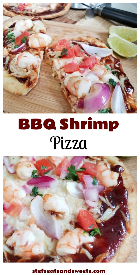 Easy BBQ Shrimp Pizza Pinterest collage 
