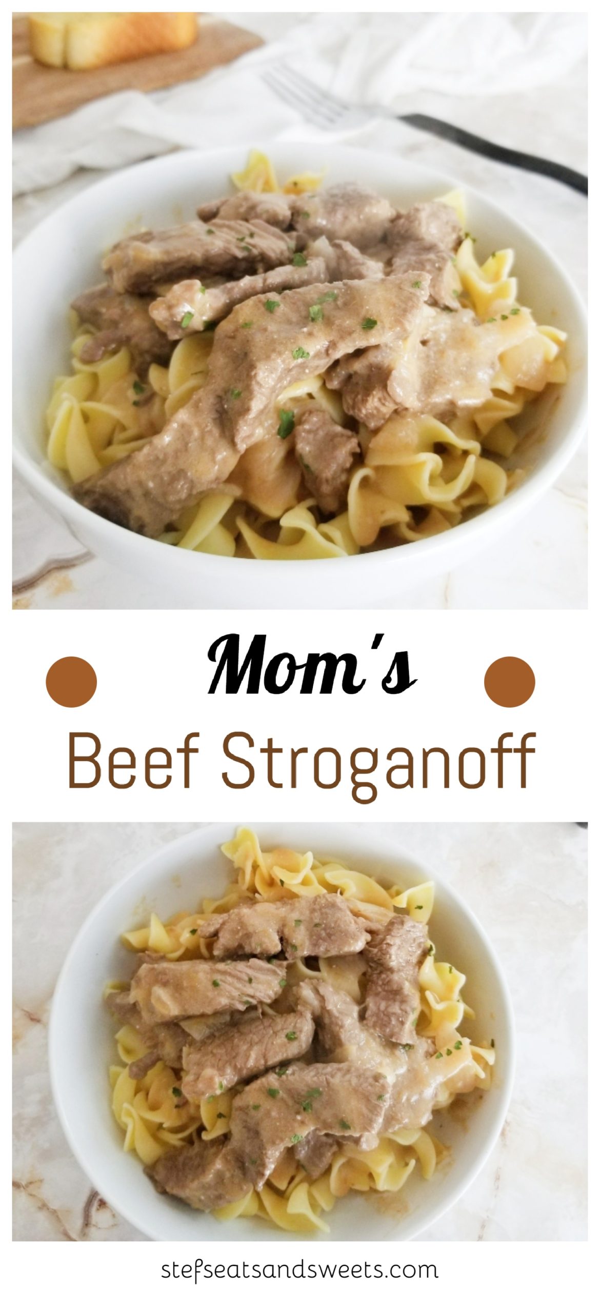 Mom's Beef Stroganoff Pinterest Collage 