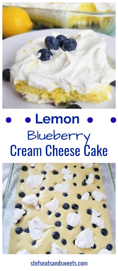 Lemon Blueberry Cream Cheese Cake Pinterest Collage 