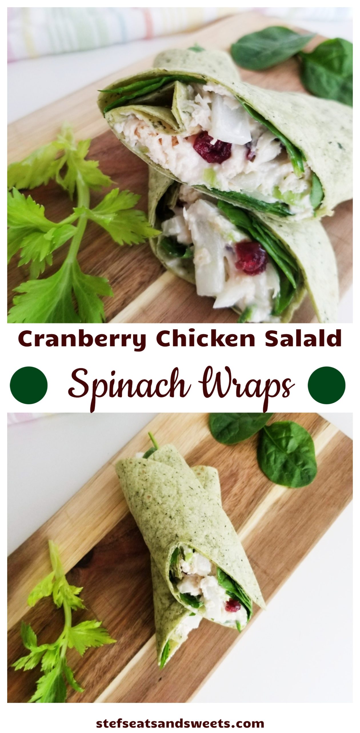 Cranberry Chicken Salad Spinach Wraps Pinterest Collage 