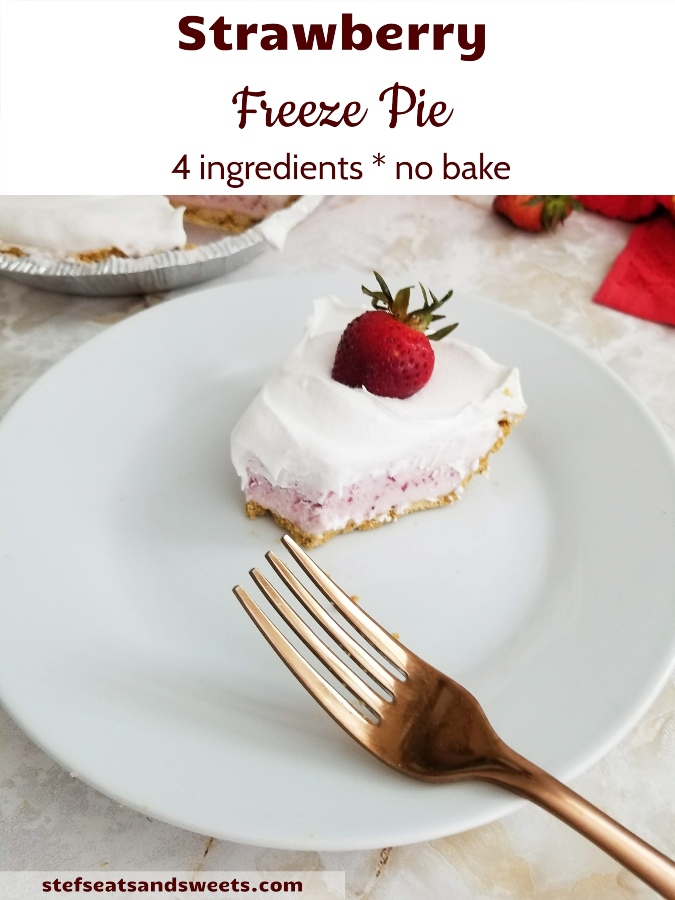Strawberry Freeze Pie Pinterest Image with Title 