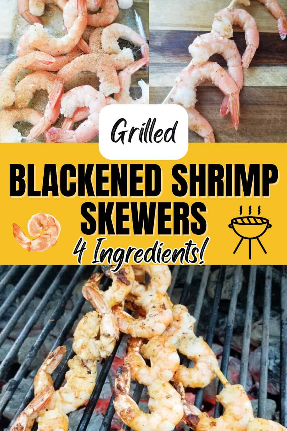 Blackened shrimp skewers collage