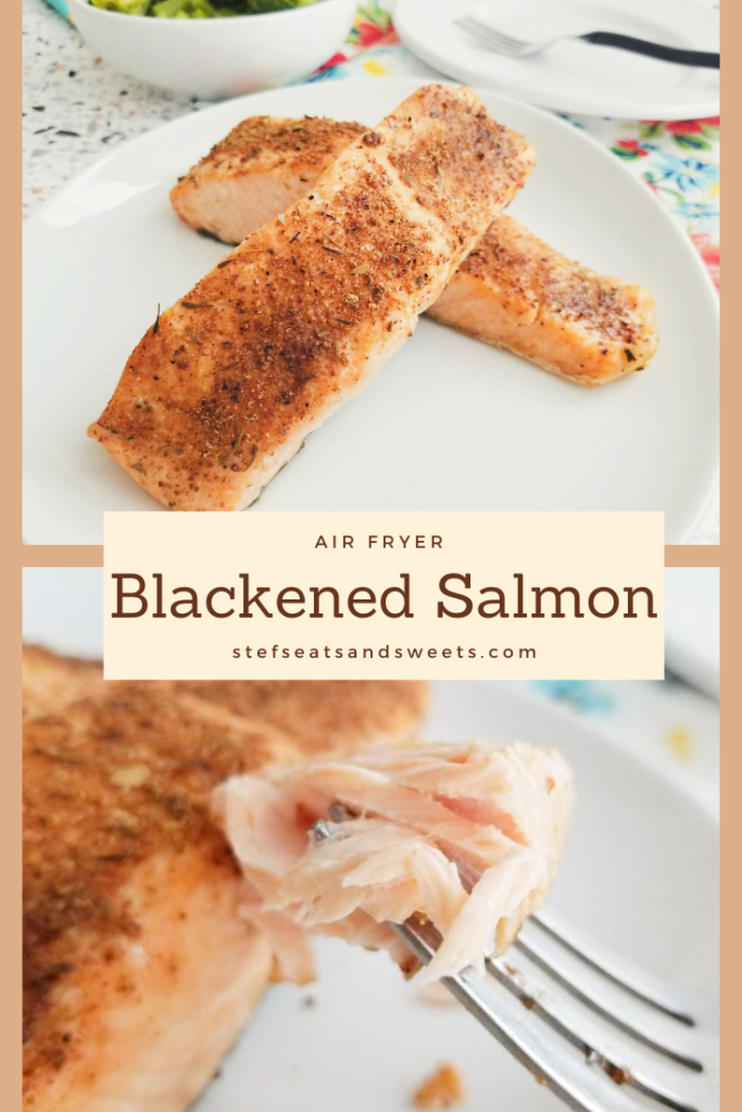 Air Fryer Blackened Salmon Pinterest Collage 