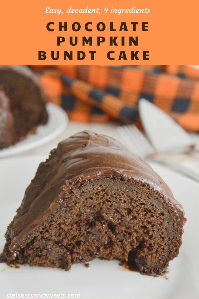 Chocolate Pumpkin Bundt Cake Pinterest Image with Text 