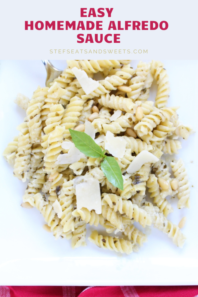 Easy Homemade Alfredo Sauce Pinterest Image with text 