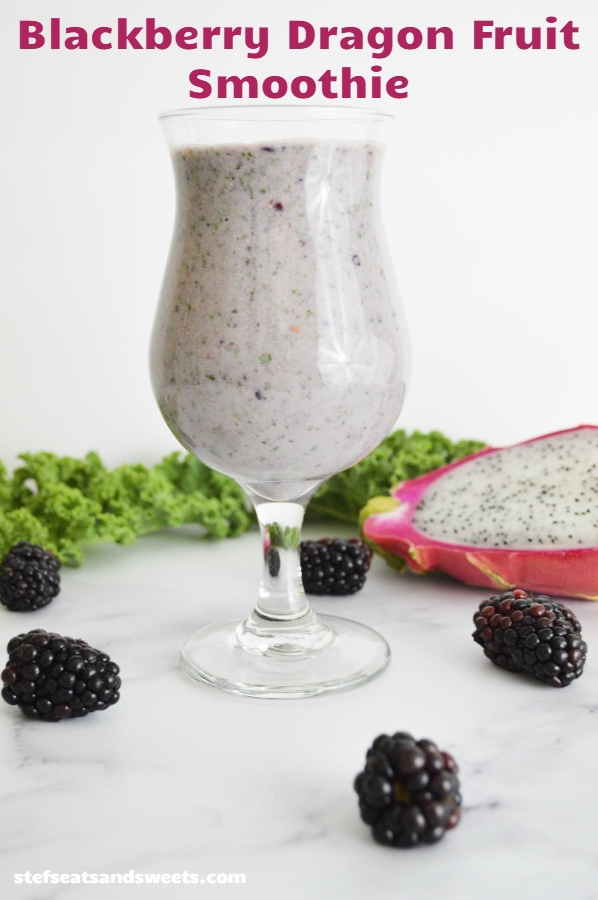 Blackberry Dragon Fruit Smoothie Pinterest Image with Text 