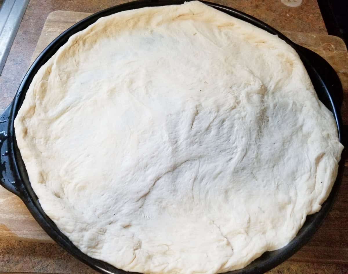 pizza dough rolled out