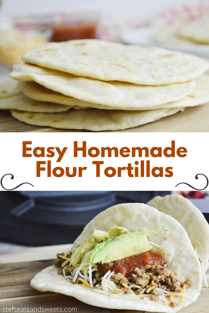 Easy Homemade Flour Tortillas Pinterest Collage 