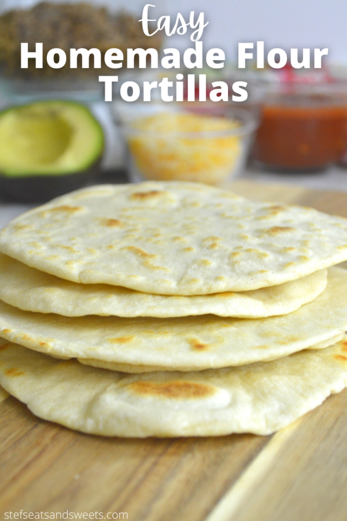 Easy Homemade Tortillas Pinterest Image with Text 