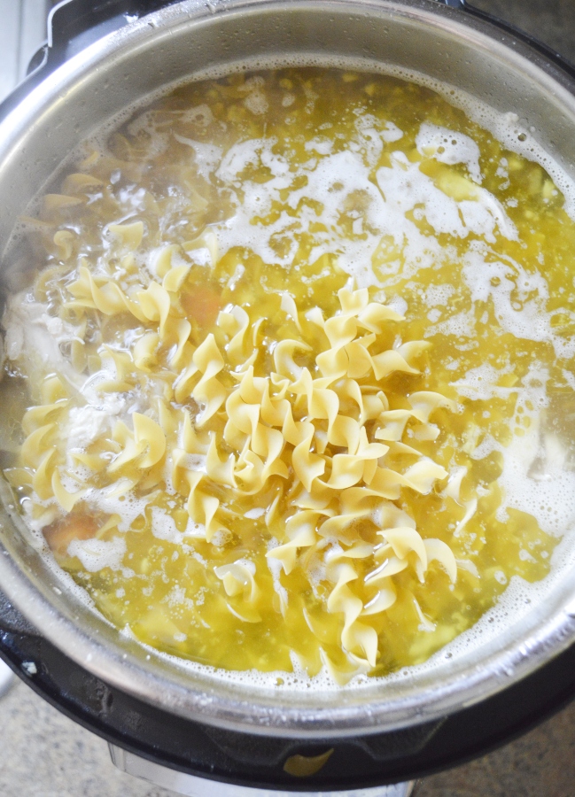egg noodles boiling 