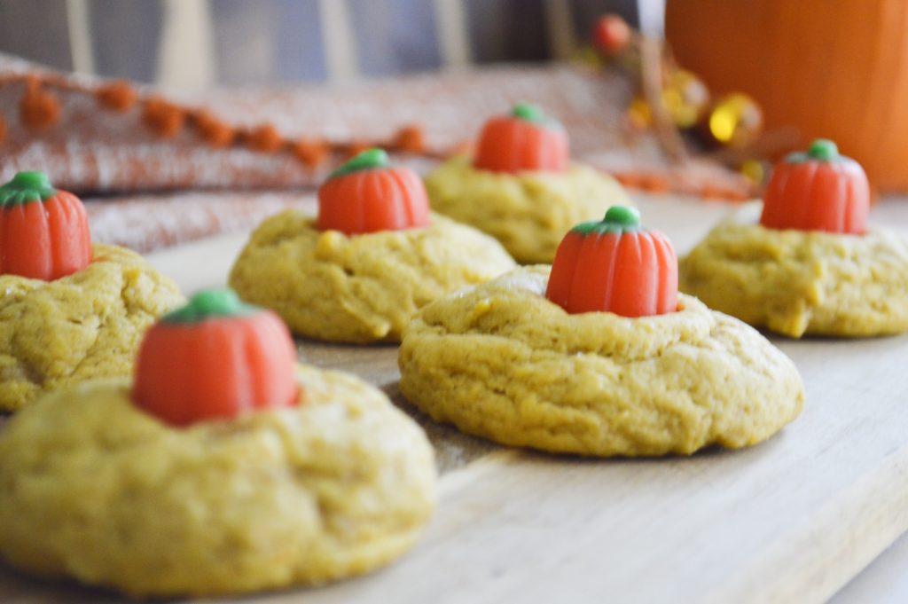 Pumpkin Cookies on cutting board 