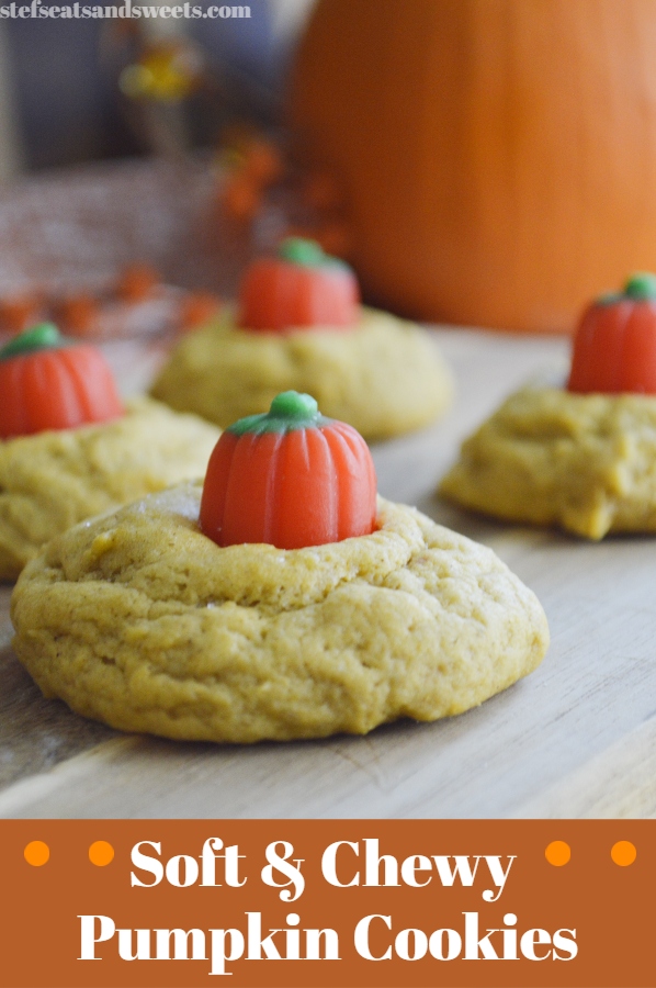 Soft & Chewy Pumpkin Cookies Pinterest Image with Text 