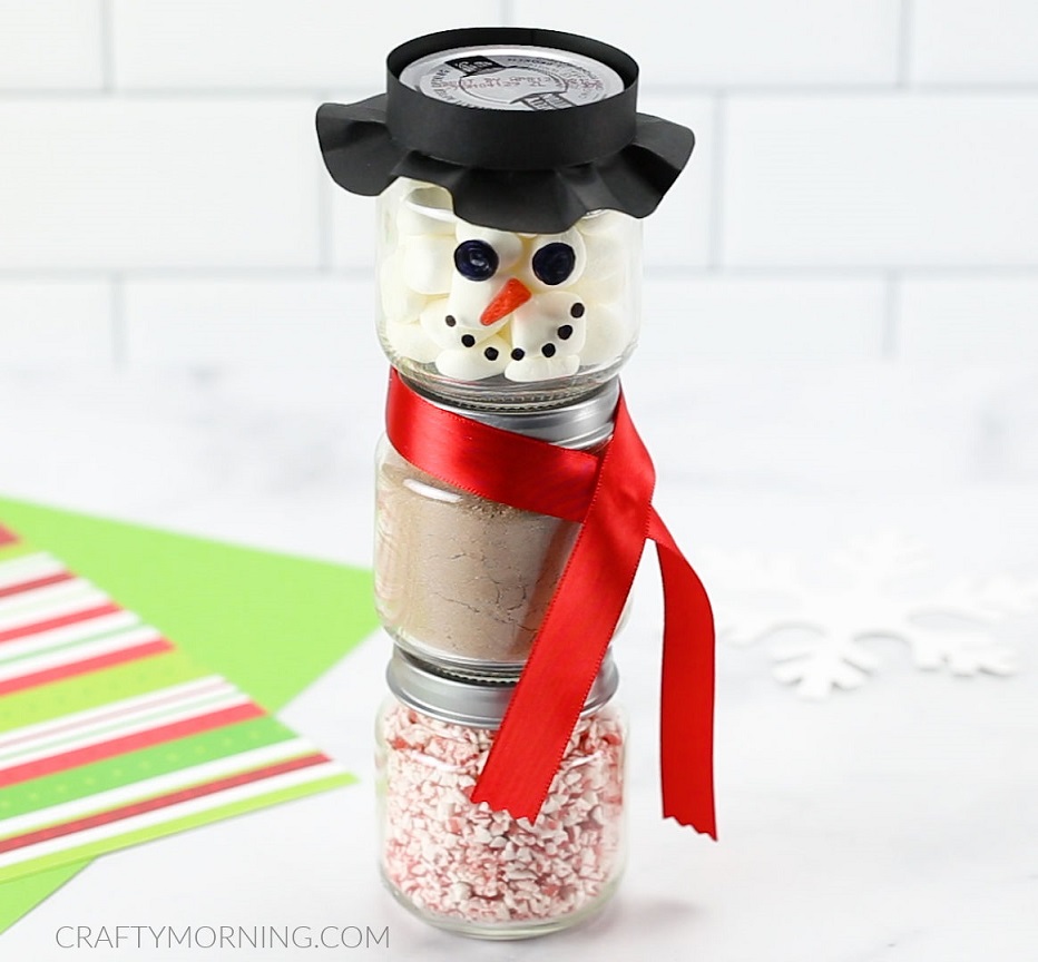 Snowman with hot cocoa mix