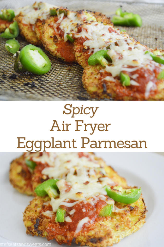 spicy air fryer eggplant parmesan pinterest collage 