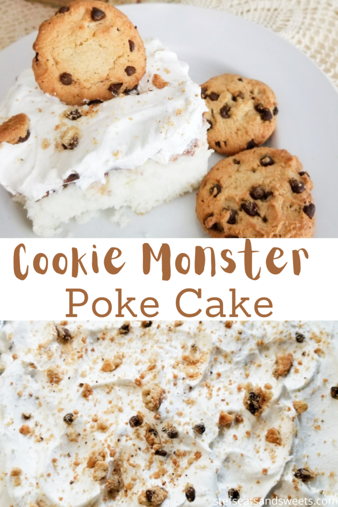 cookie monster poke cake pinterest collage 