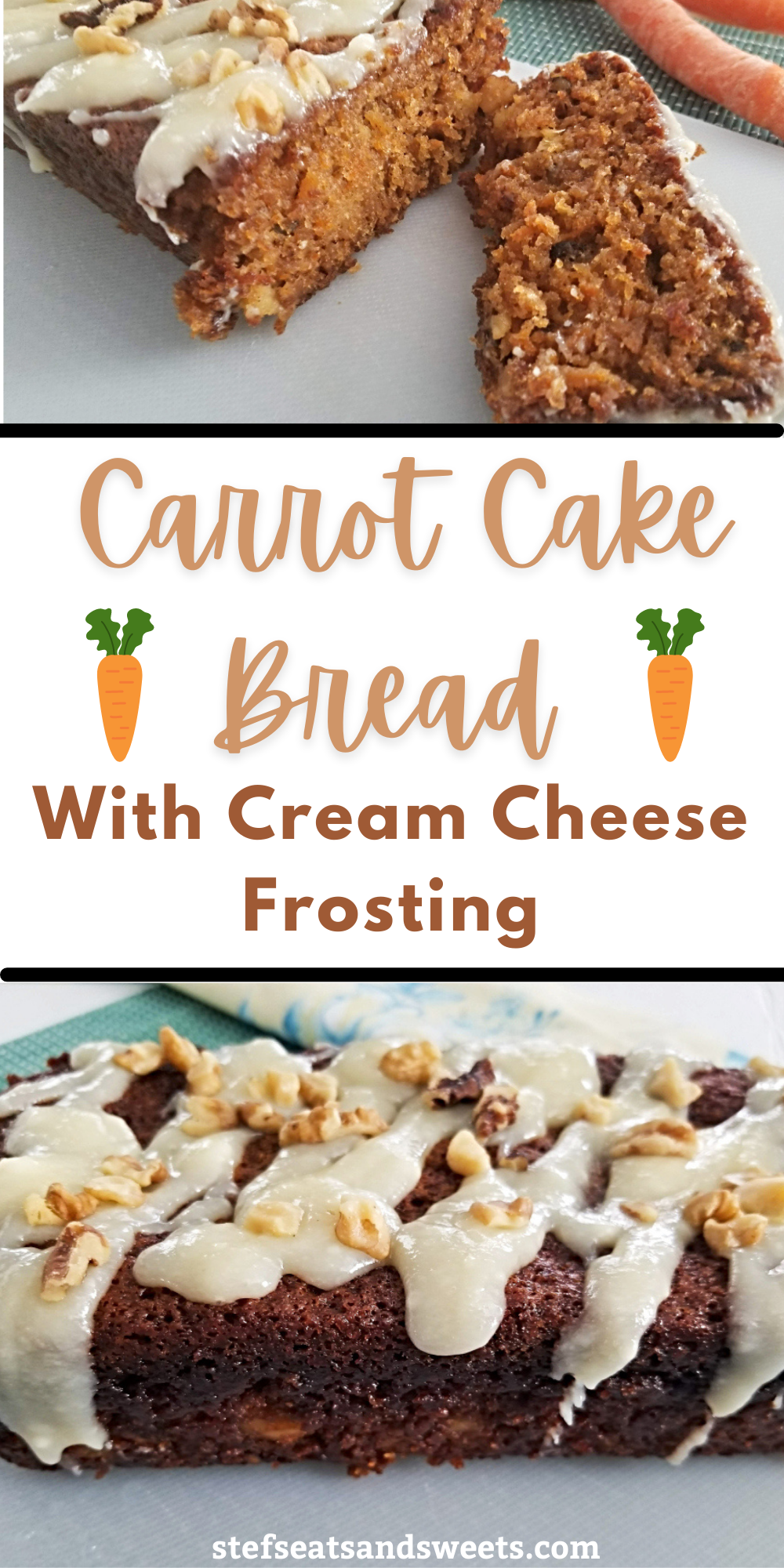 Carrot Cake Bread with a cream cheese frosting 