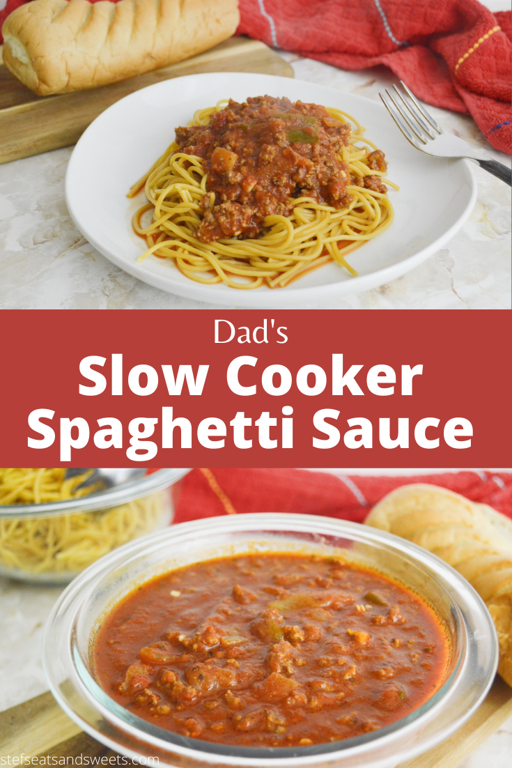 dad's slow cooker spaghetti sauce pinterest collage 1