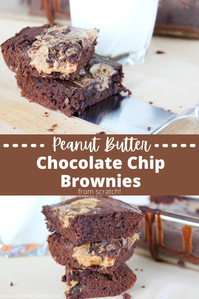 Pinterest Collage 1 for Peanut Butter Chocolate Chip Brownies 