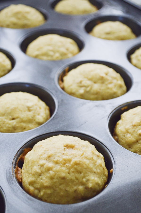 Simple Irish Oatmeal Muffins after baked in cupcake pan 