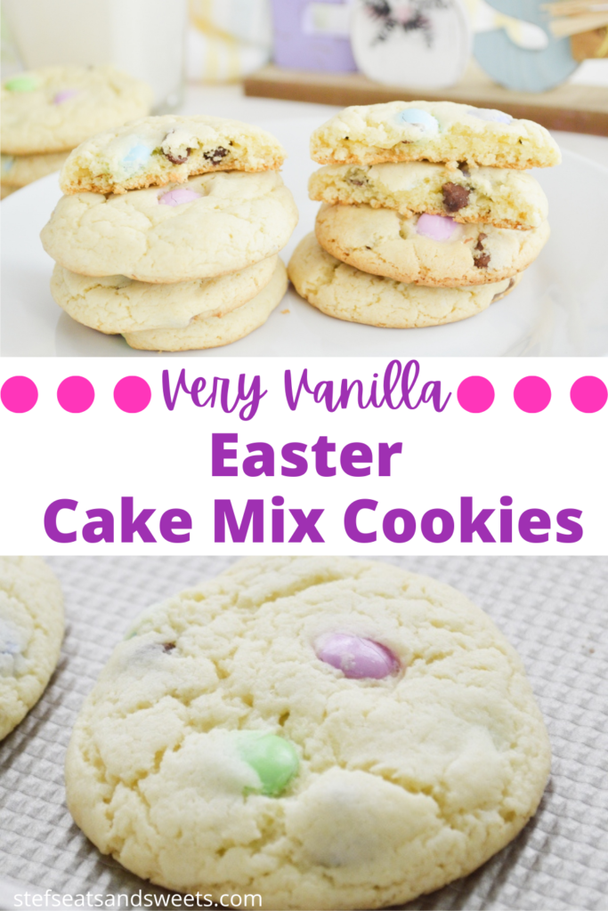 Very Vanilla Easter Cake Mix Cookies  pinterest collage 1 