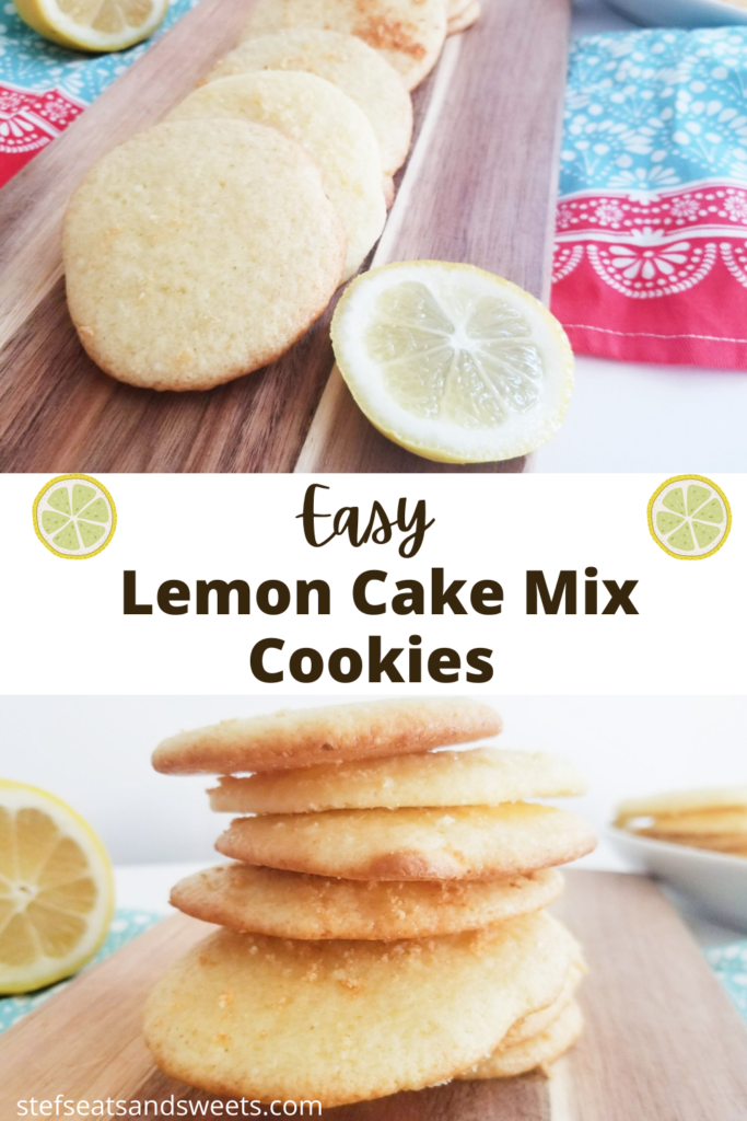 Easy Lemon Cake Mix Cookies pinterest collage 