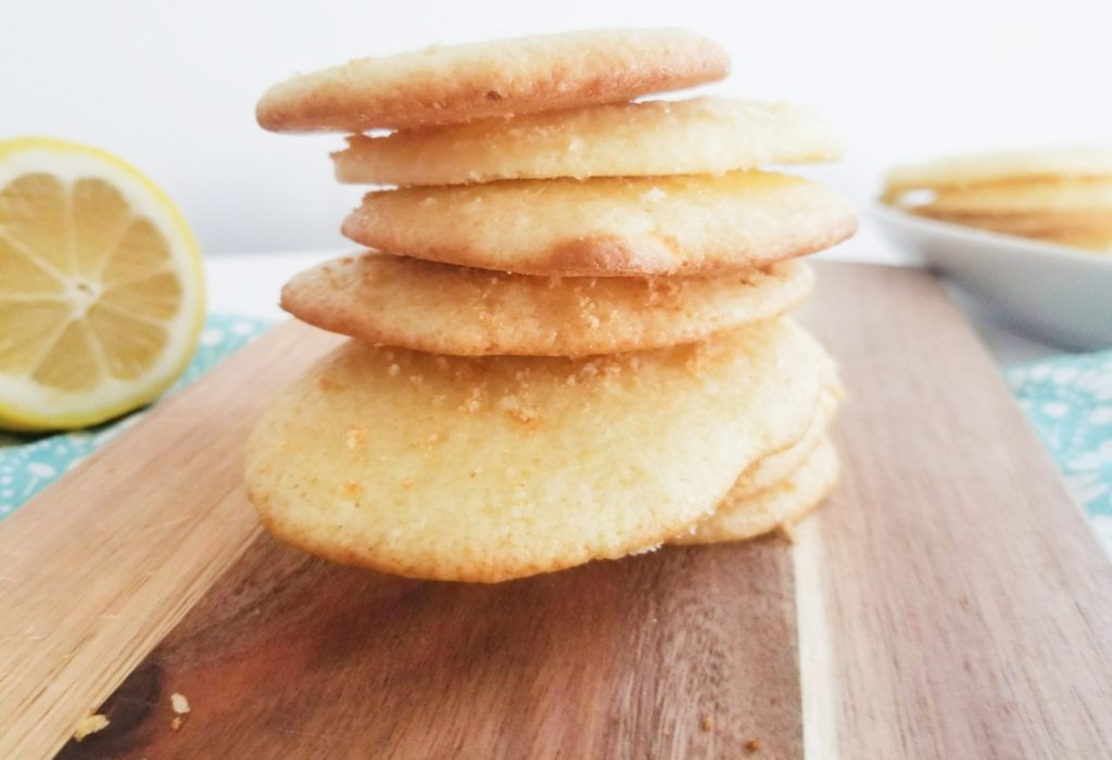 easy lemon cake mix cookies stacked 