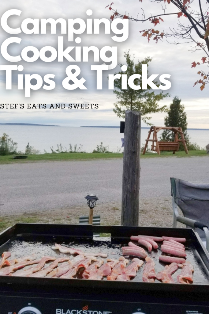 Camping cooking tips & tricks (+printable) pinterest image with text 
