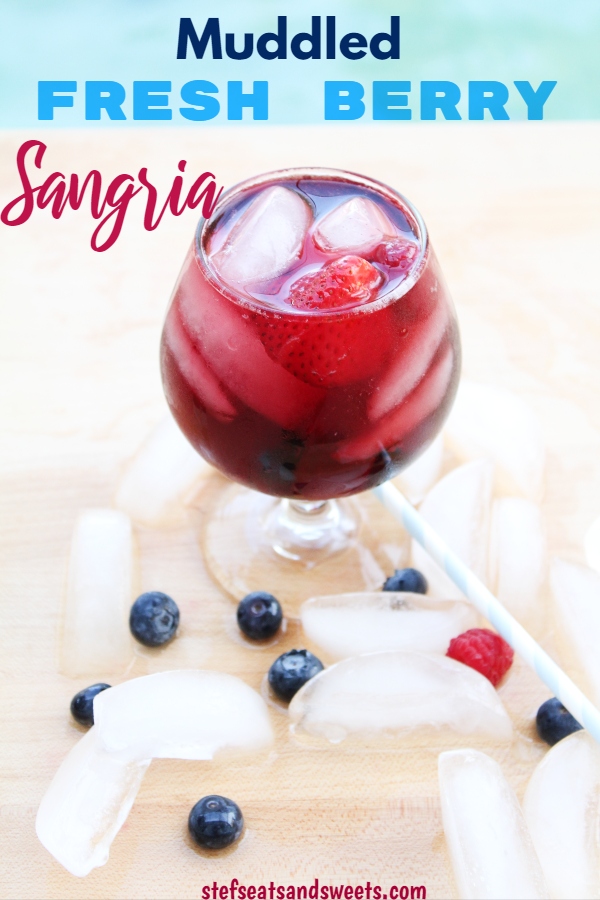 Muddled Fresh Berry Sangria Pinterest image with text 