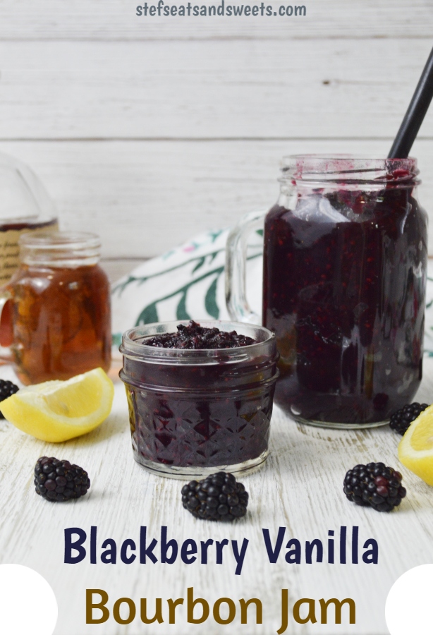 blackberry vanilla bourbon jam pinterest image with text 