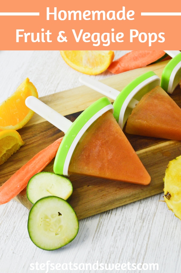 Homemade Fruit & veggie Pops (juicer recipe) pinterest image with text 