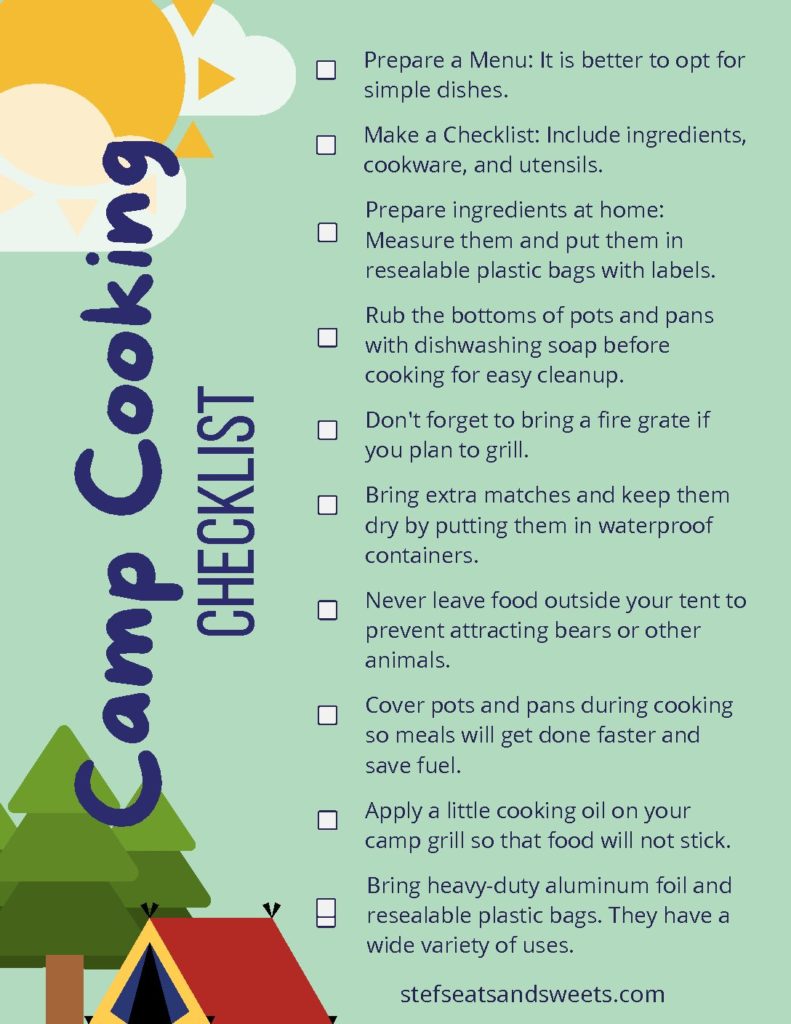 Camping Cooking Tips & Tricks Printable 