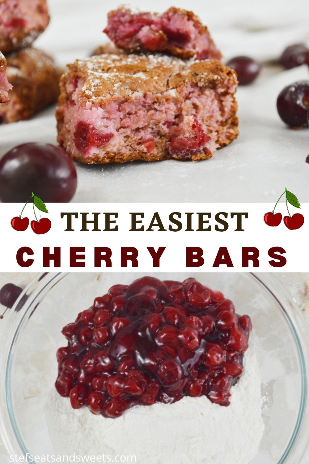the easiest cherry bars pinterest collage 