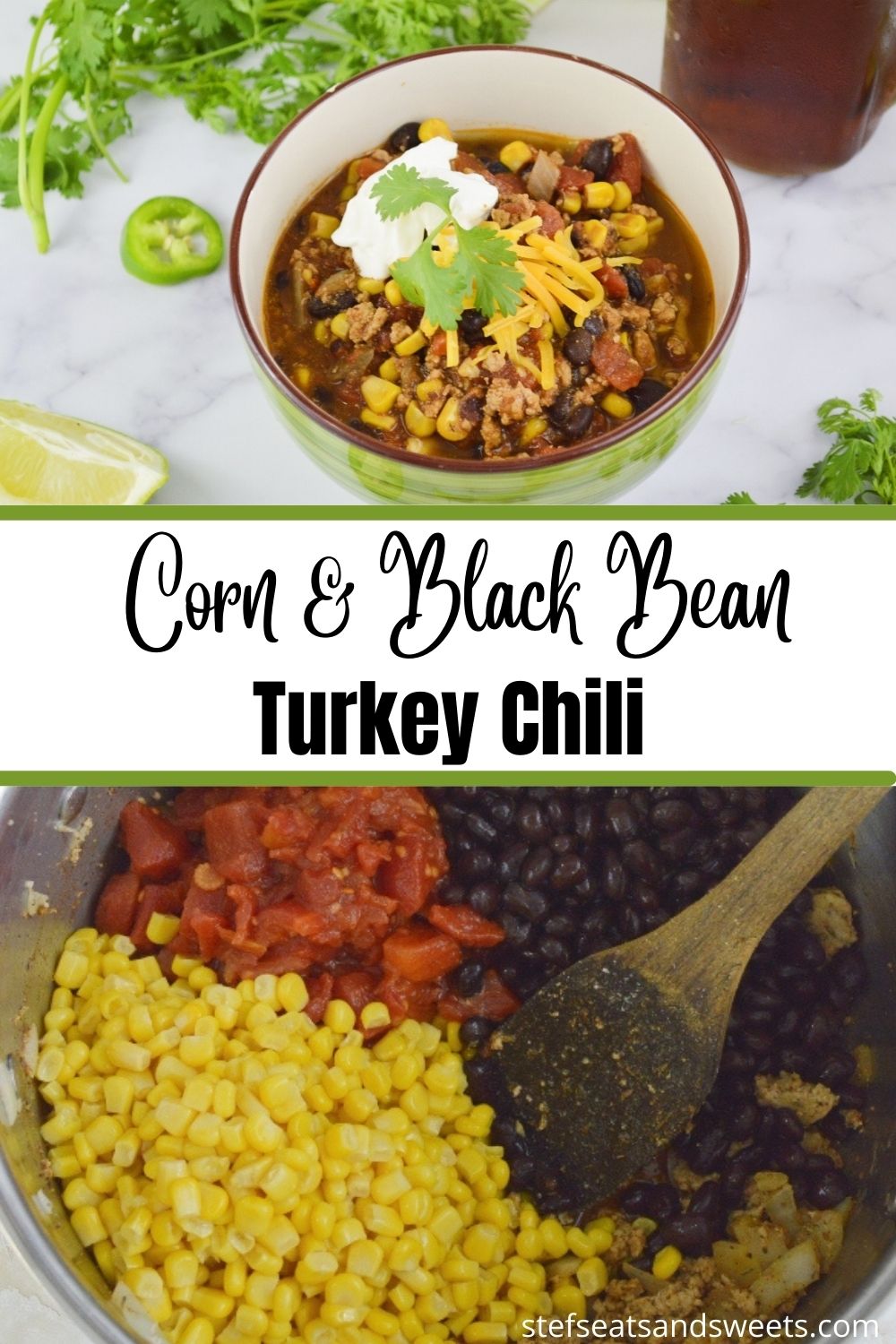 corn black bean chili collage