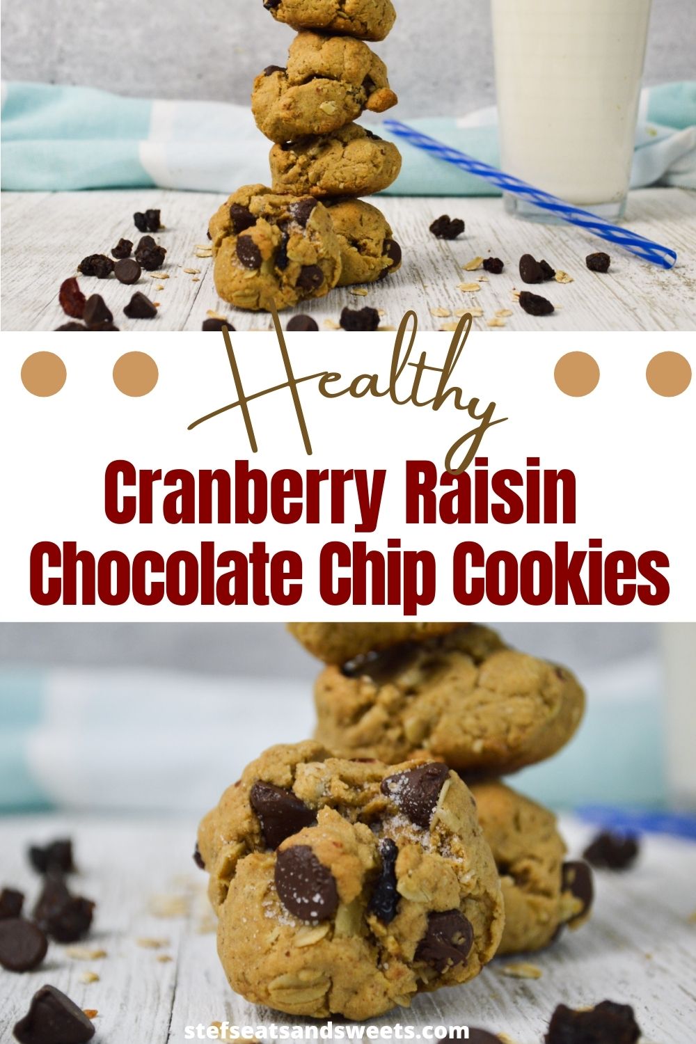 healthy cranberry raisin chocolate chip cookies Pinterest Collage 