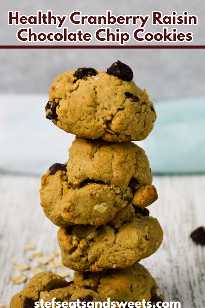 healthy oatmeal raisin and cranberry cookies pin